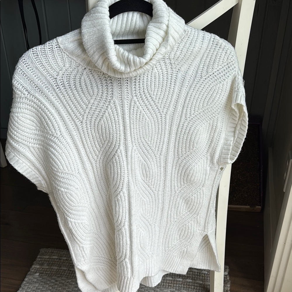 Rachel Zoe White Cowl Neck Cable Knit Sweater